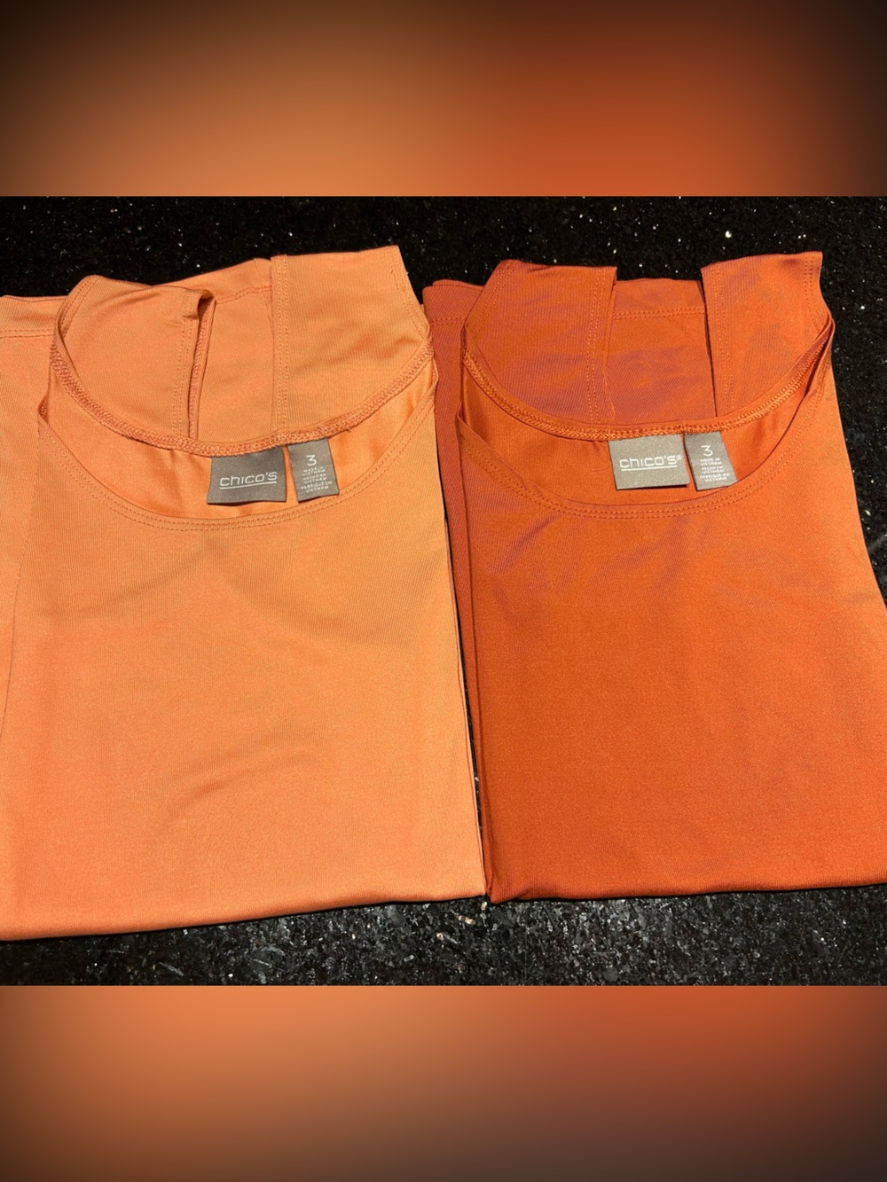 Chico's Rust Orange Stretch Tops Size 3 Perfect Condition